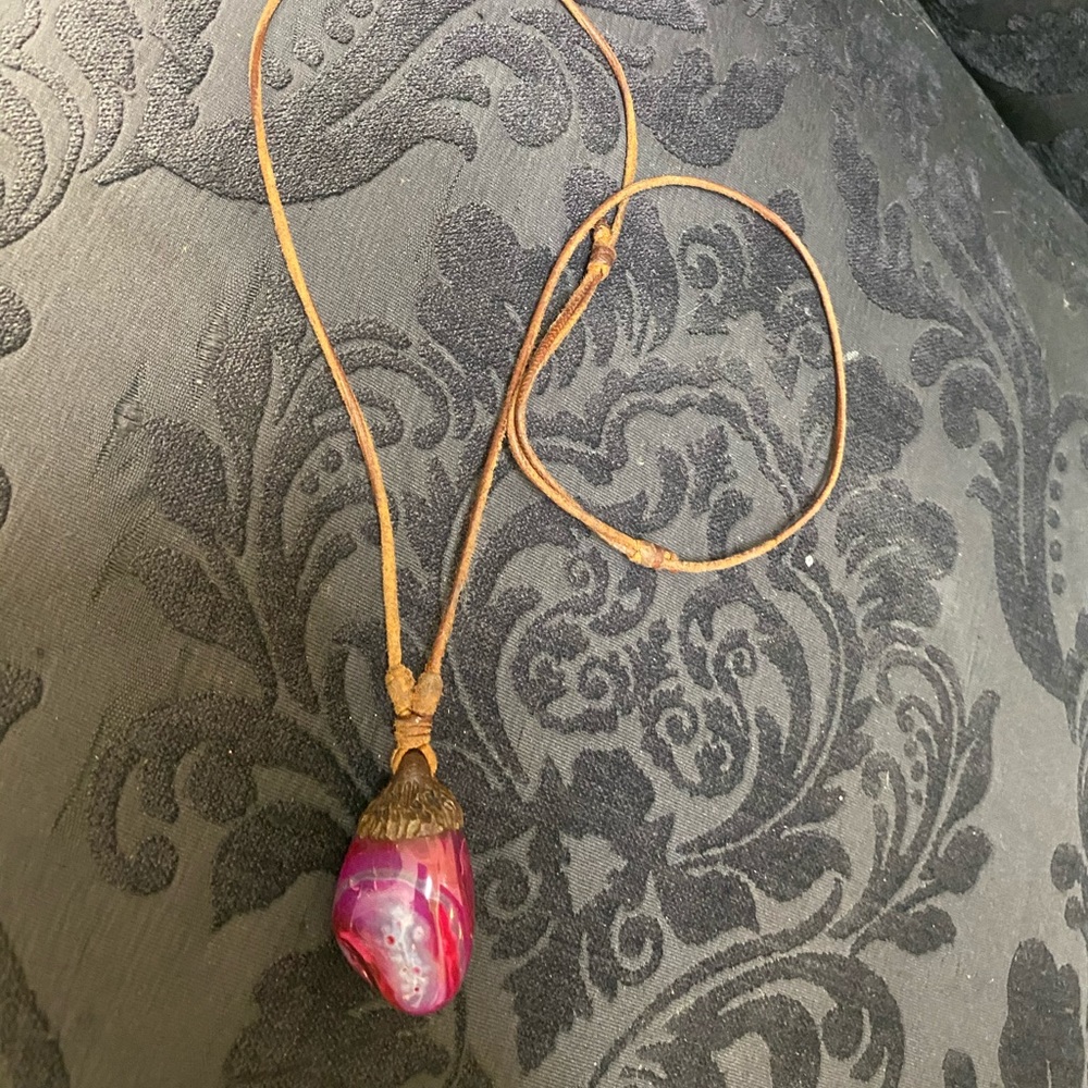 Pink crystal/stone jewelry on adjustable rope